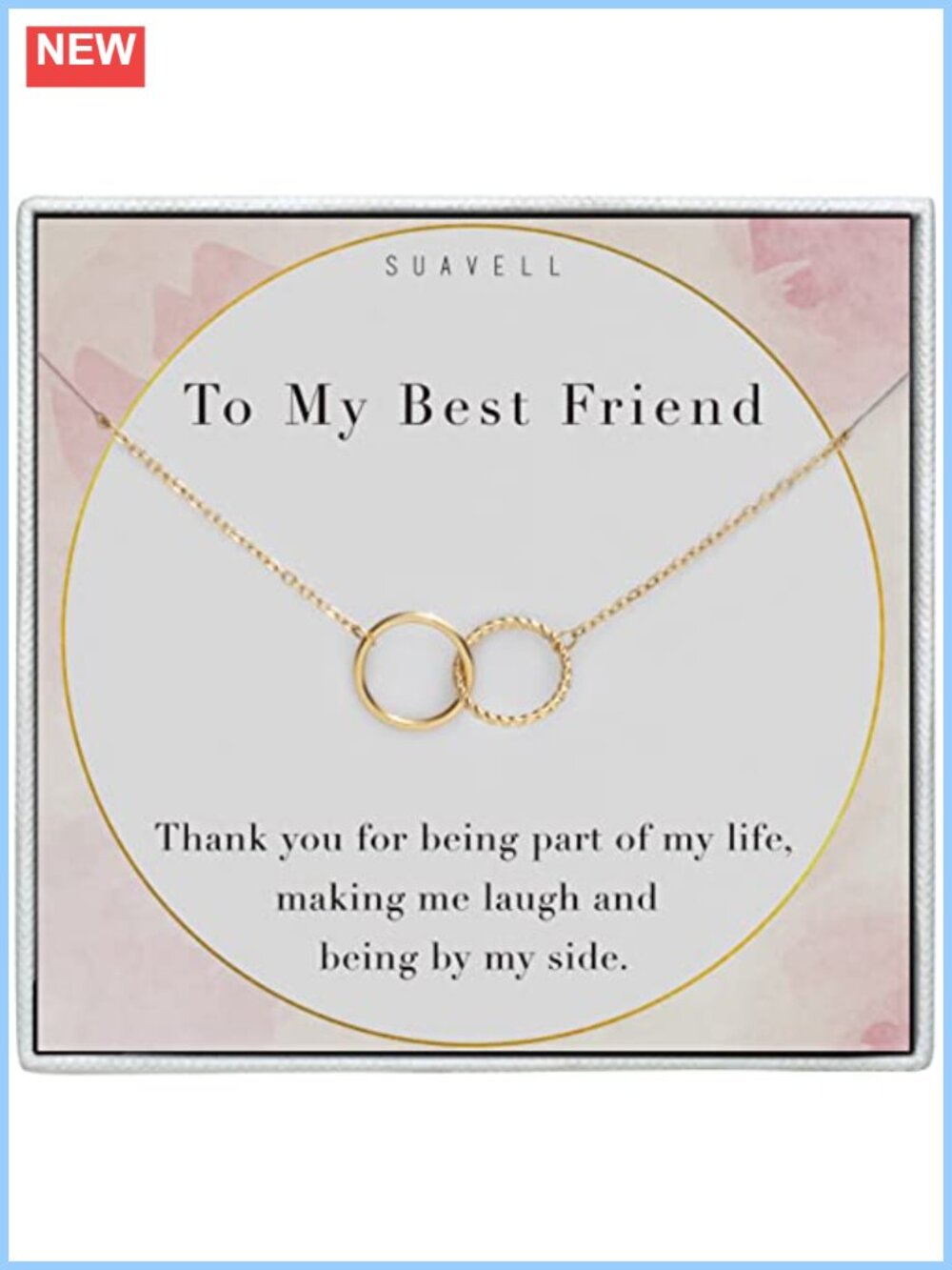 Interlocking Circle Necklace, 18K Gold Plated Chain, 18 Inch Friendship Gift